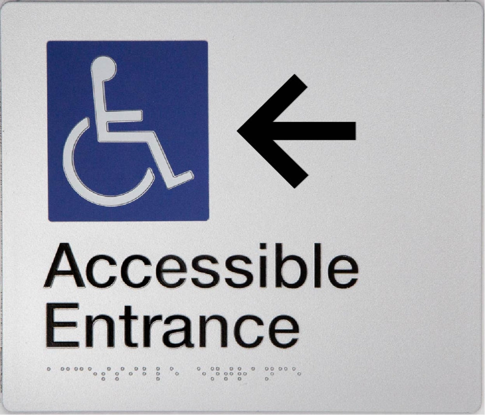 BEST BUY Accessible Entrance Left Hand Arrow Sign Braille
