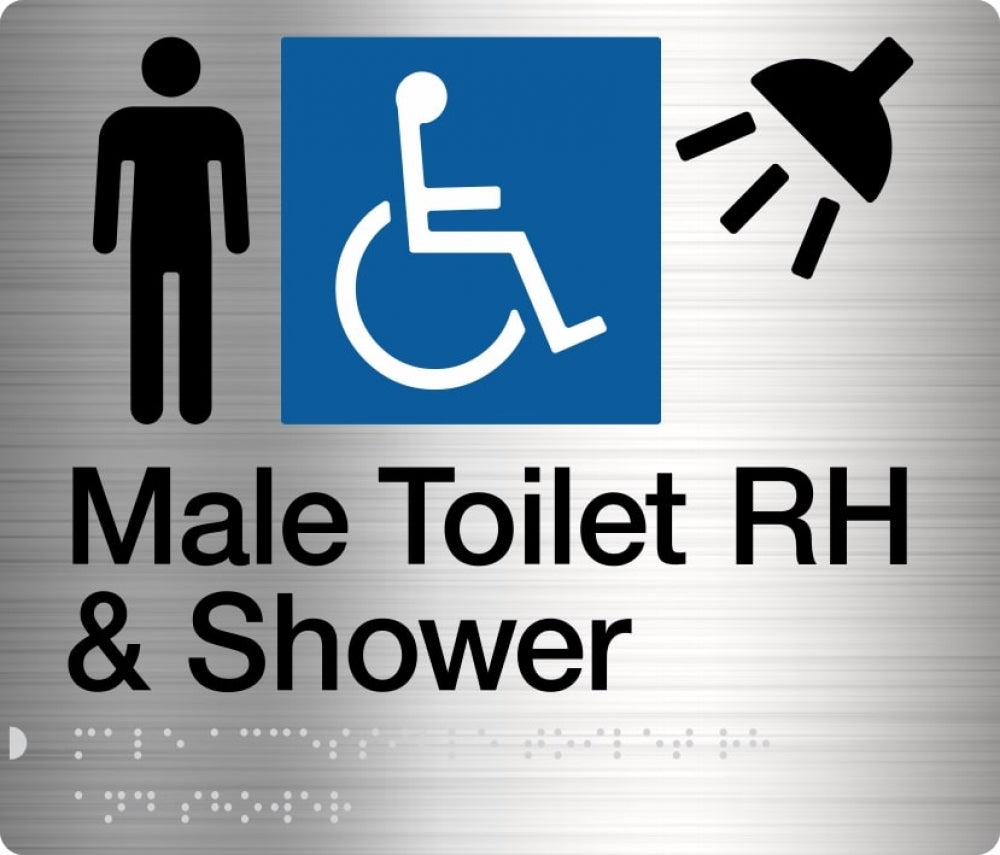 BEST BUY MDTSRH Accessible Male Toilet Right Hand and Shower Sign Braille
