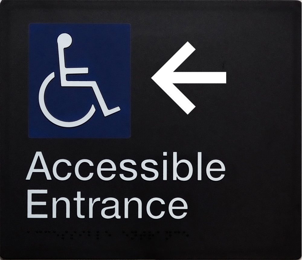 BEST BUY Accessible Entrance Left Hand Arrow Sign Braille