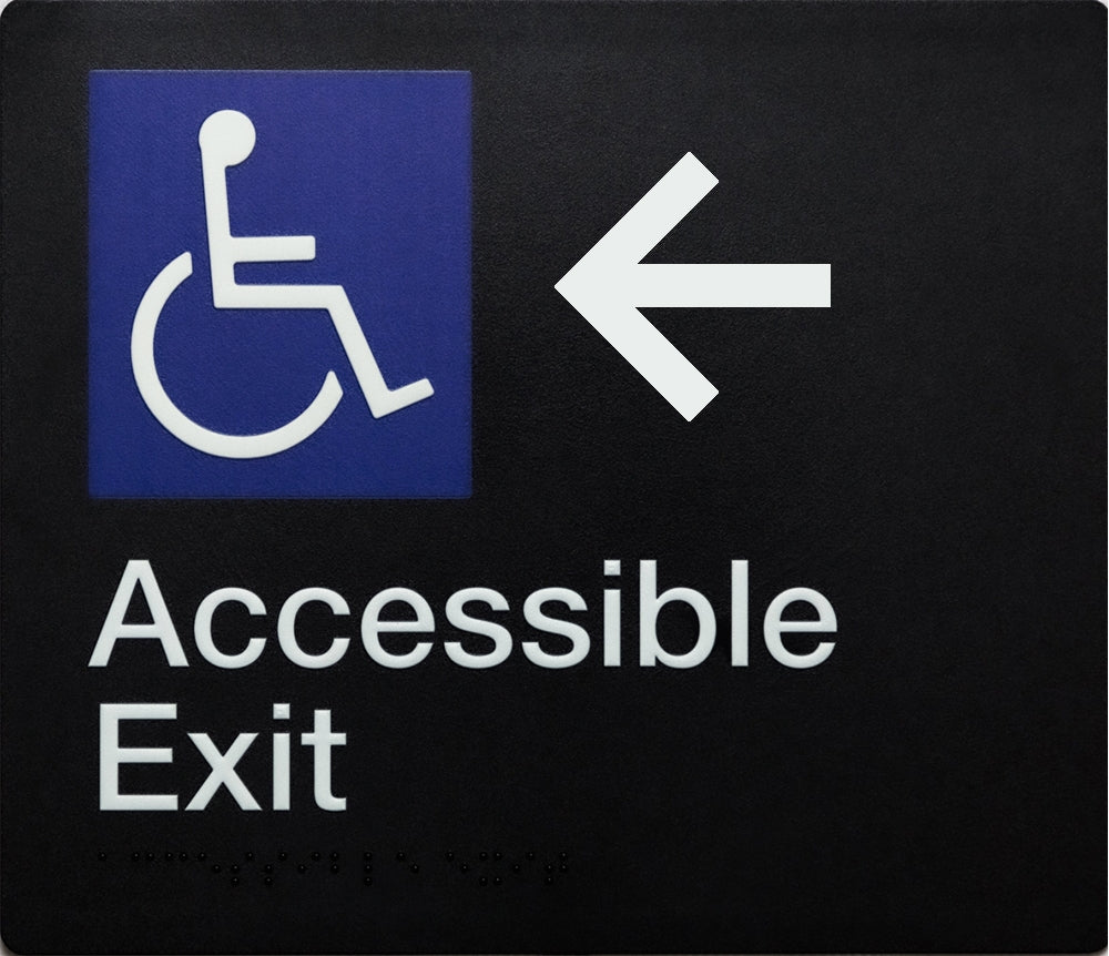 BEST BUY Accessible Exit Left Arrow Sign Braille