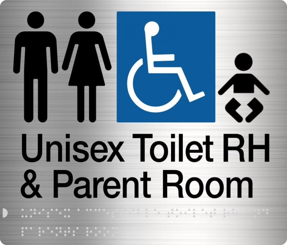 BEST BUY MFDTPRH Unisex Accessible Toilet RH and Parent Room Sign Braille