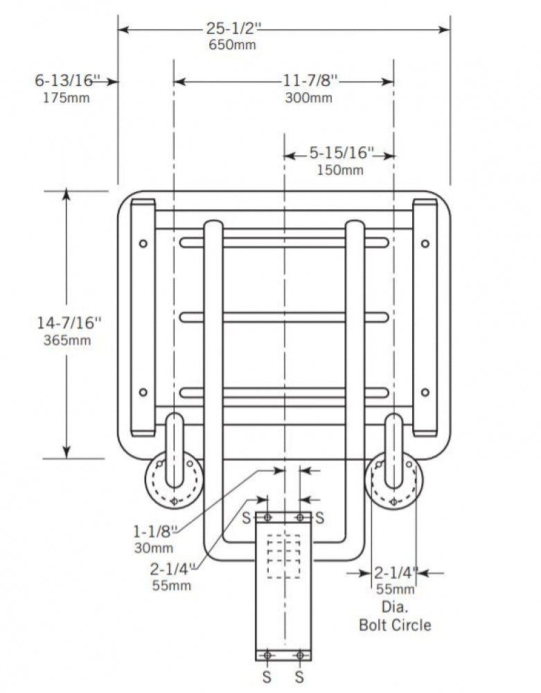 BOBRICK B5193 Folding Shower Seat 650mm