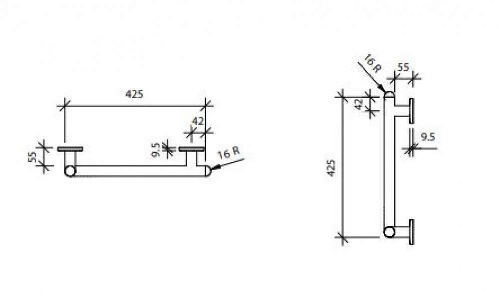 RBA Raffaello Ambulant Toilet Grab Rail 90Degree