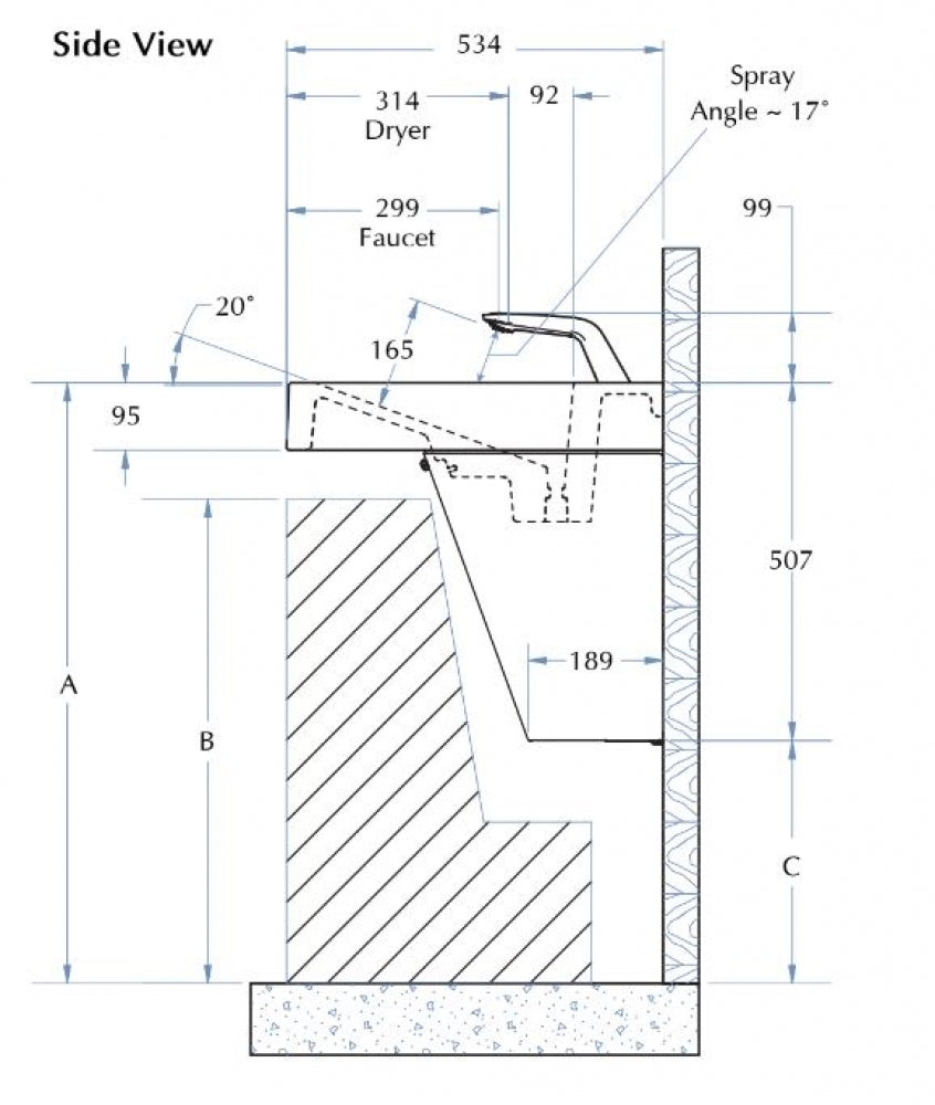 Bradley Verge Triple Basin with Washbar Technology