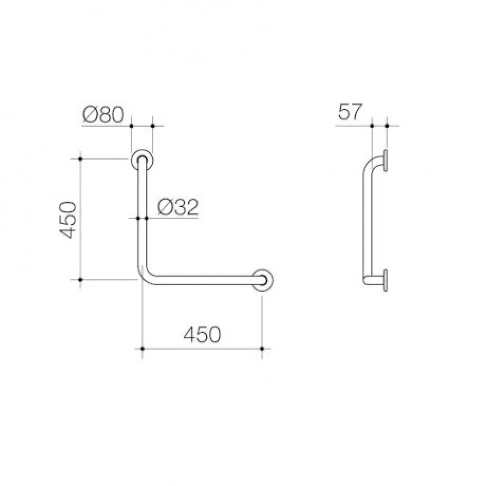 Caroma Care Support 687460SS 90 Degree Ambulant Grab Rail