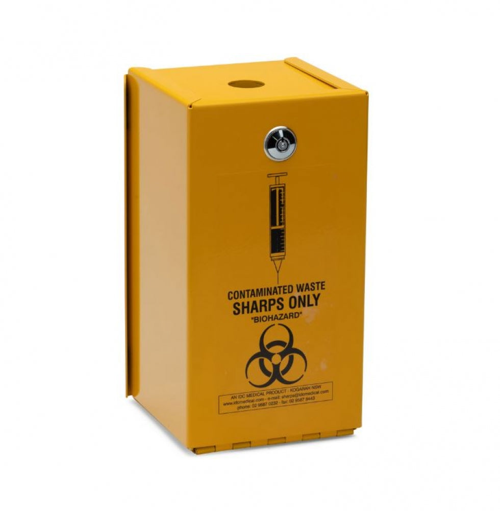 IDC Medical YA2L-H Steel Security Safe Sharps Disposal Hinged 2L