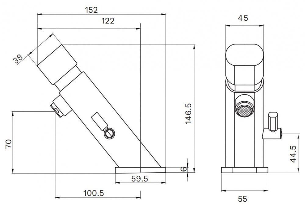 Gentec Flostop TFT7600 Timed Flow Pillar Tap Tubular with Temperature Mixer