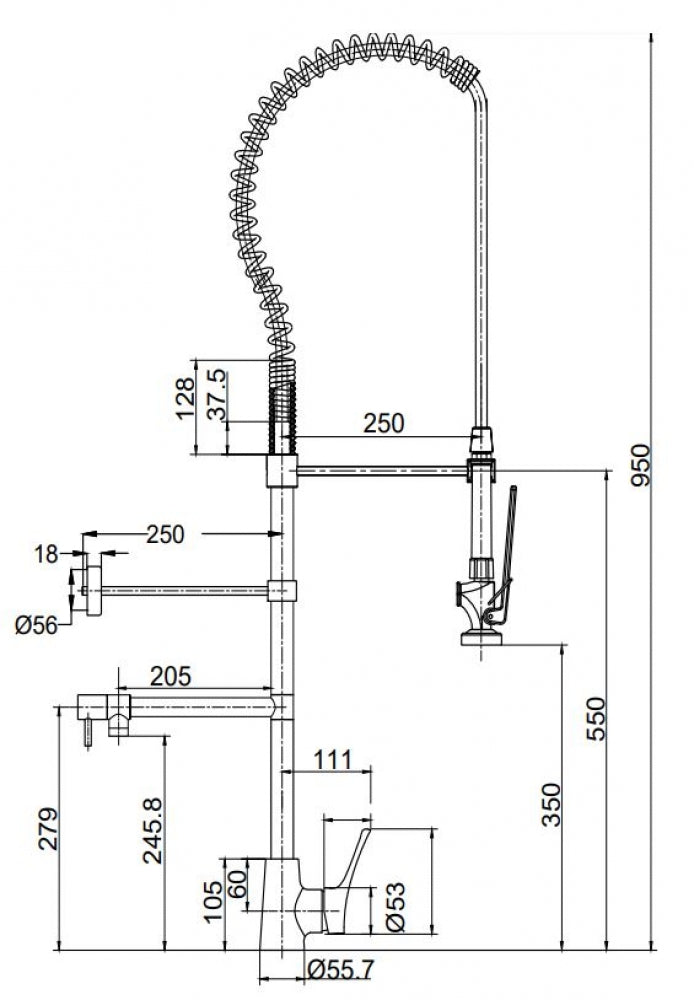 Gentec Jetflo JETF1200 Pre-Rinse Unit Bench Mounted