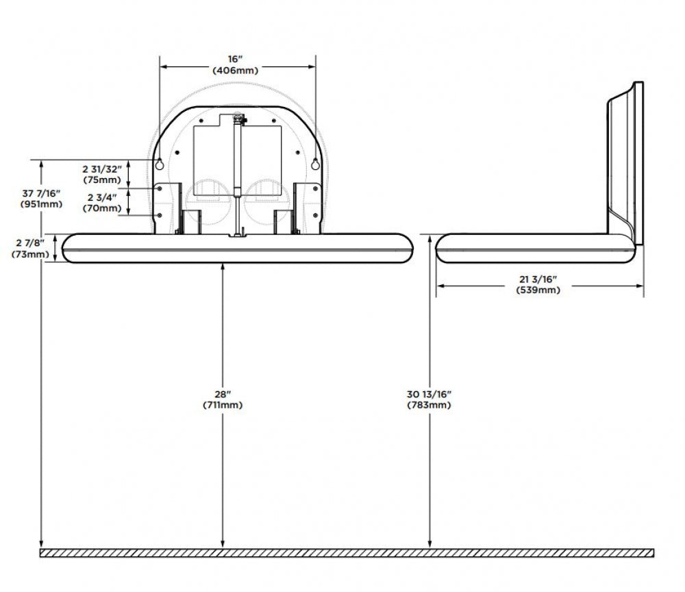 Koala Kare KB300-01 Baby Change Table Horizontal