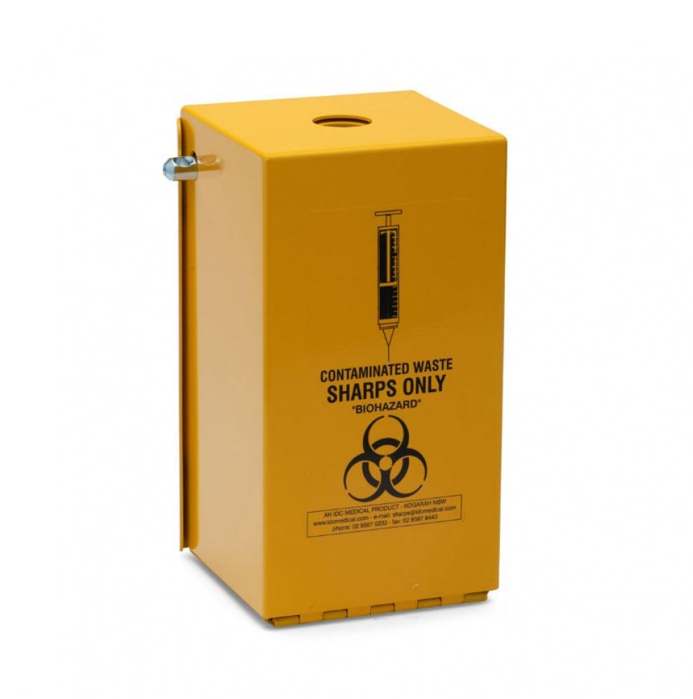 IDC Medical YA2L-H2mm Steel Security Safe Sharps Disposal Hinged 2L