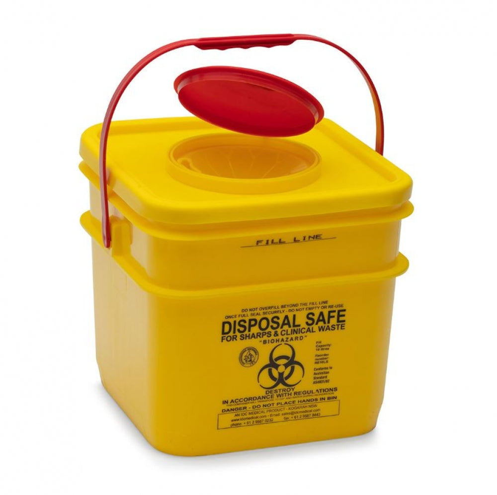 IDC Medical RE10LS Sharps Disposal Container Square 10L