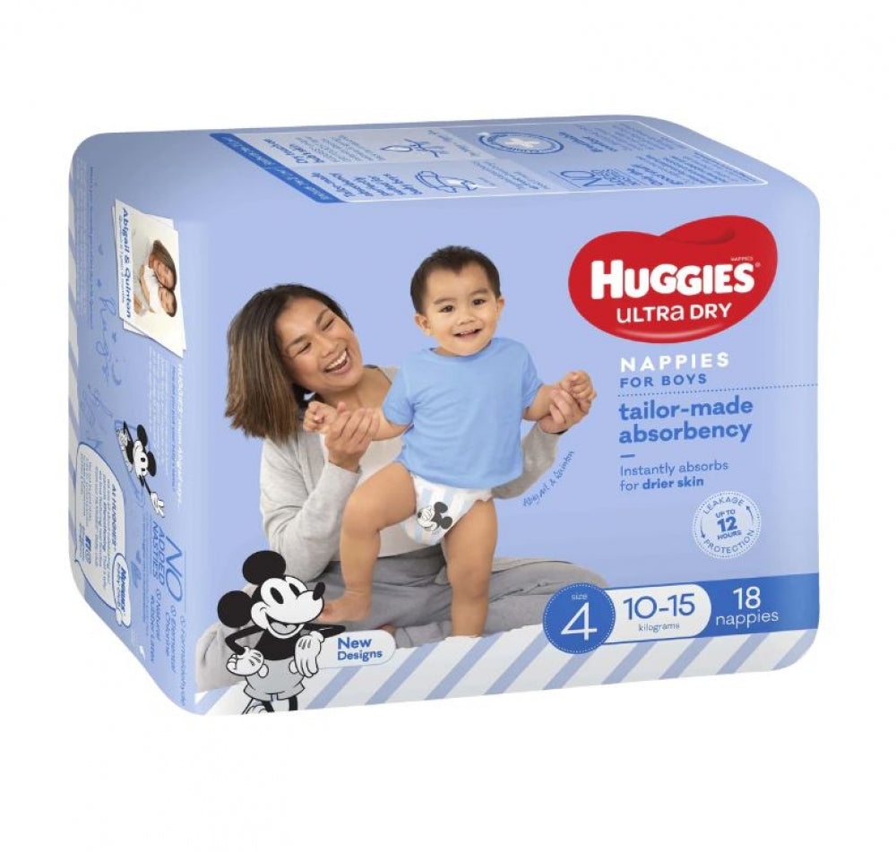 Huggies UltraDry Essentials Nappies Boys Size 4