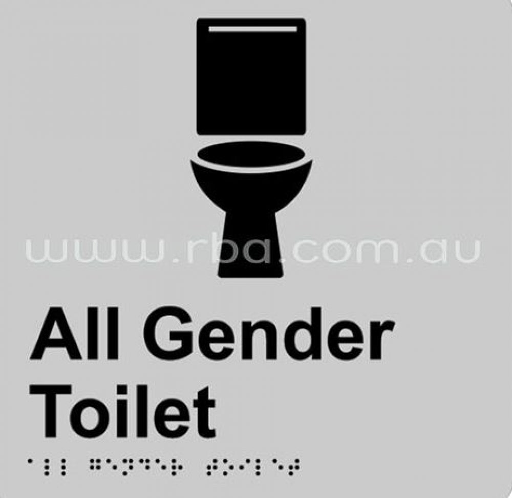 RBA Stainless Braille Sign RBA4330 All Gender Toilet