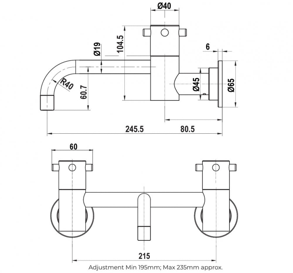 Gentec Cleanline Capstan CAP0012 Wall Mounted Exposed Mixing Set