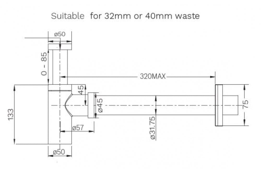 Gentec STERISAN SAN9001 Adjustable Bottle Trap