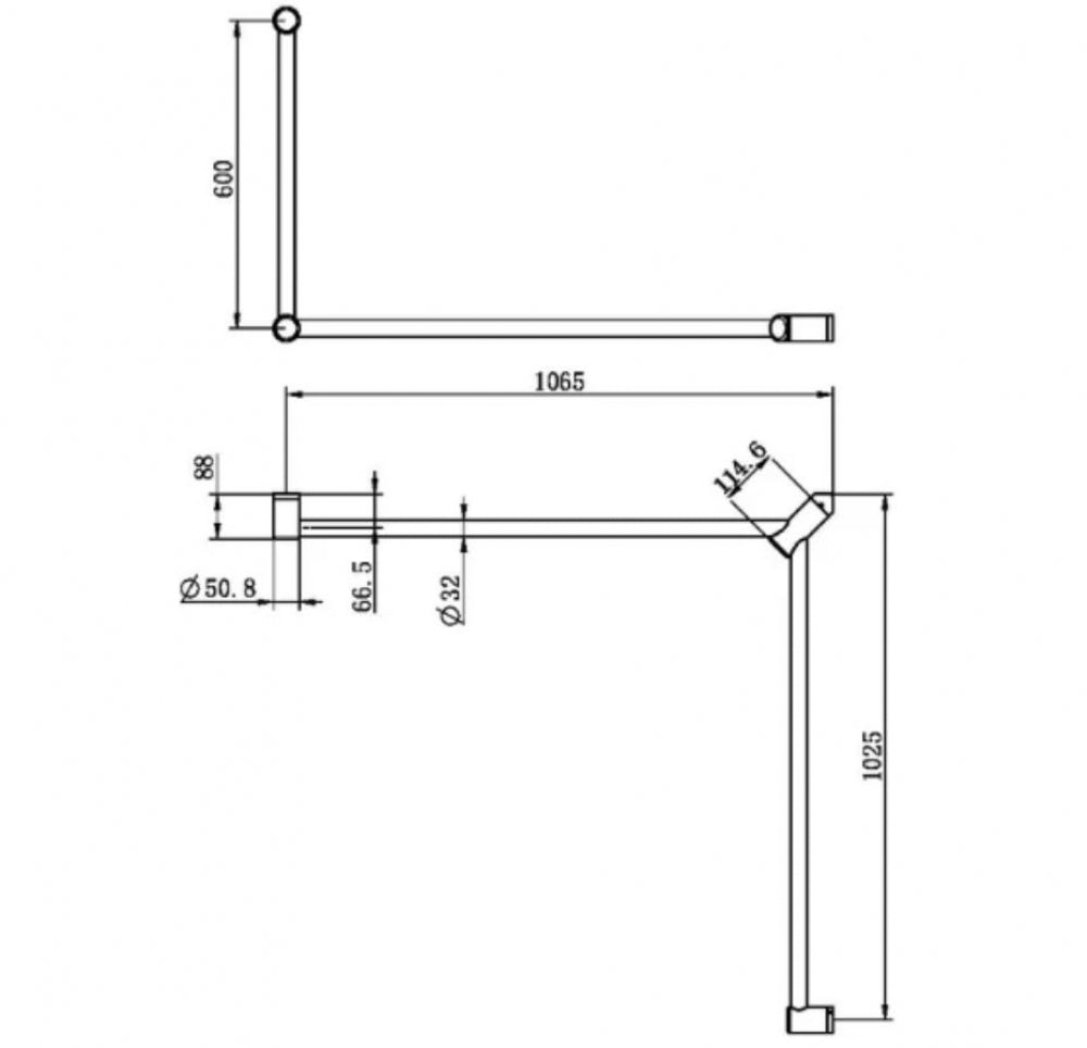 Nero Mecca Care NRCR3290C Toilet Grab Rail 90 Degree Continuous Wraparound