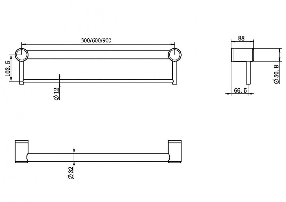 Nero Mecca Care NRCR32 Straight Grab Rail with Towel Holder