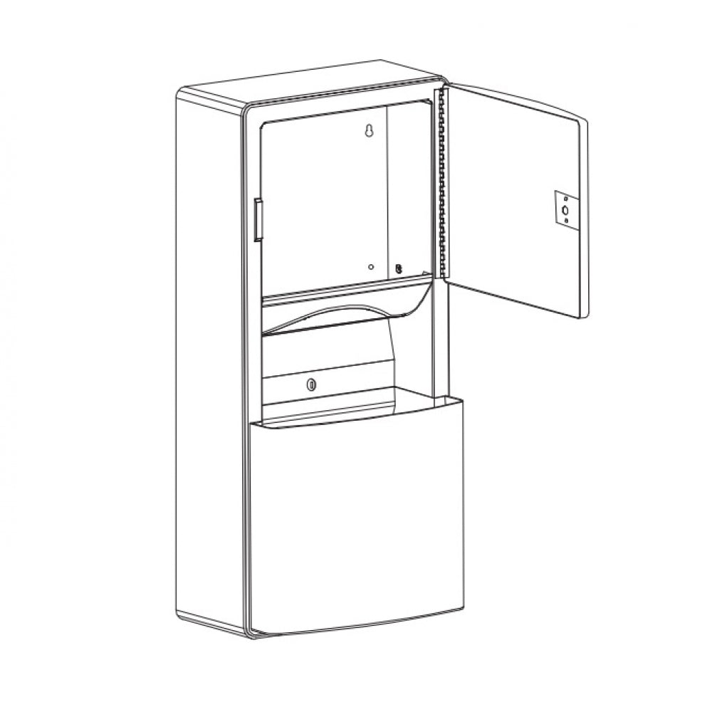JD MACDONALD Roval 10-204623-9 Combo Unit Towel Dispenser Waste Bin 11.2L