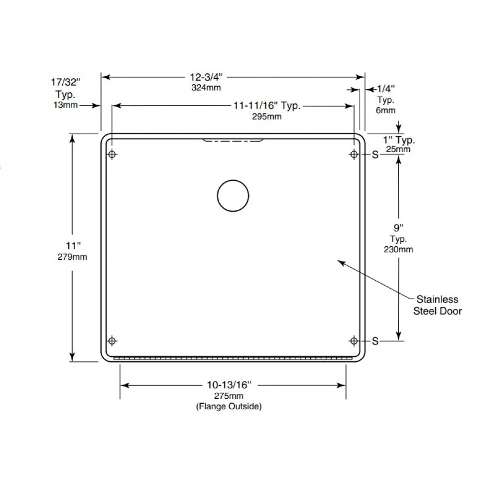 BOBRICK Contura B4354 Partition Mounted Sanitary Waste Bin