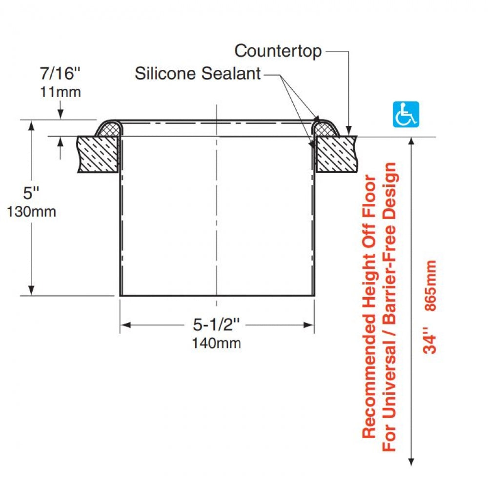BOBRICK B529 Circular Waste Chute Countertop