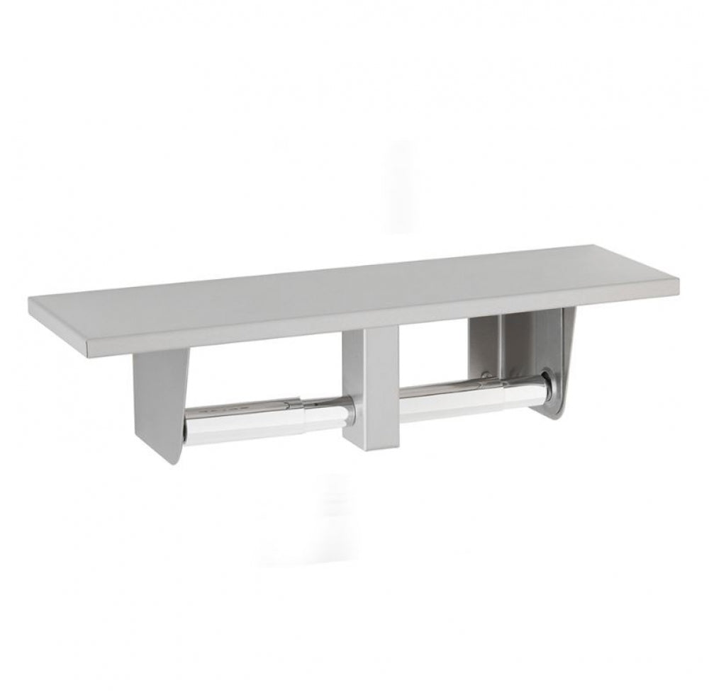 BOBRICK B2840.60 Double Toilet Roll Holder with Shelf Theft Resistant
