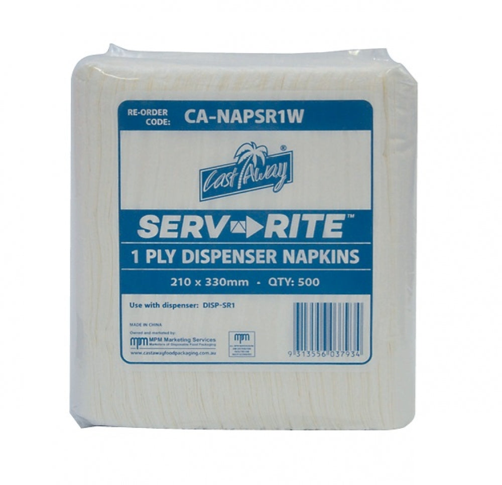Castaway Serv-Rite CA-NAPSR1W Regular Dispenser Paper Napkins 1 Ply