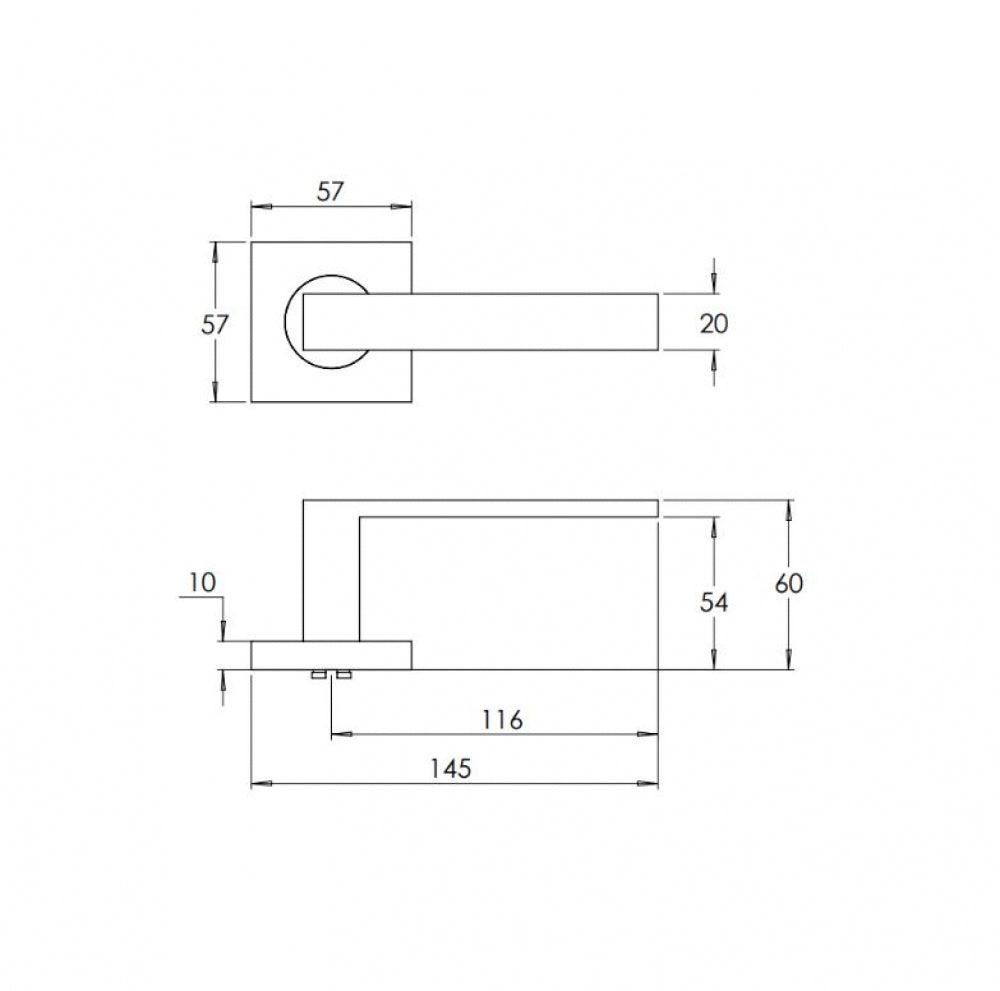 Madinoz Leverset Coastal L100Z Door Handle Square Rose Pair