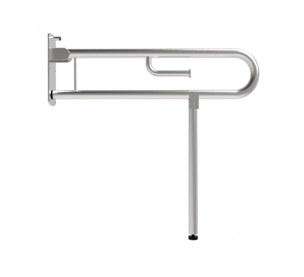 Bradley 812-102-AT Bariatric Drop Down Grab Rail with Leg and Toilet Roll Holder