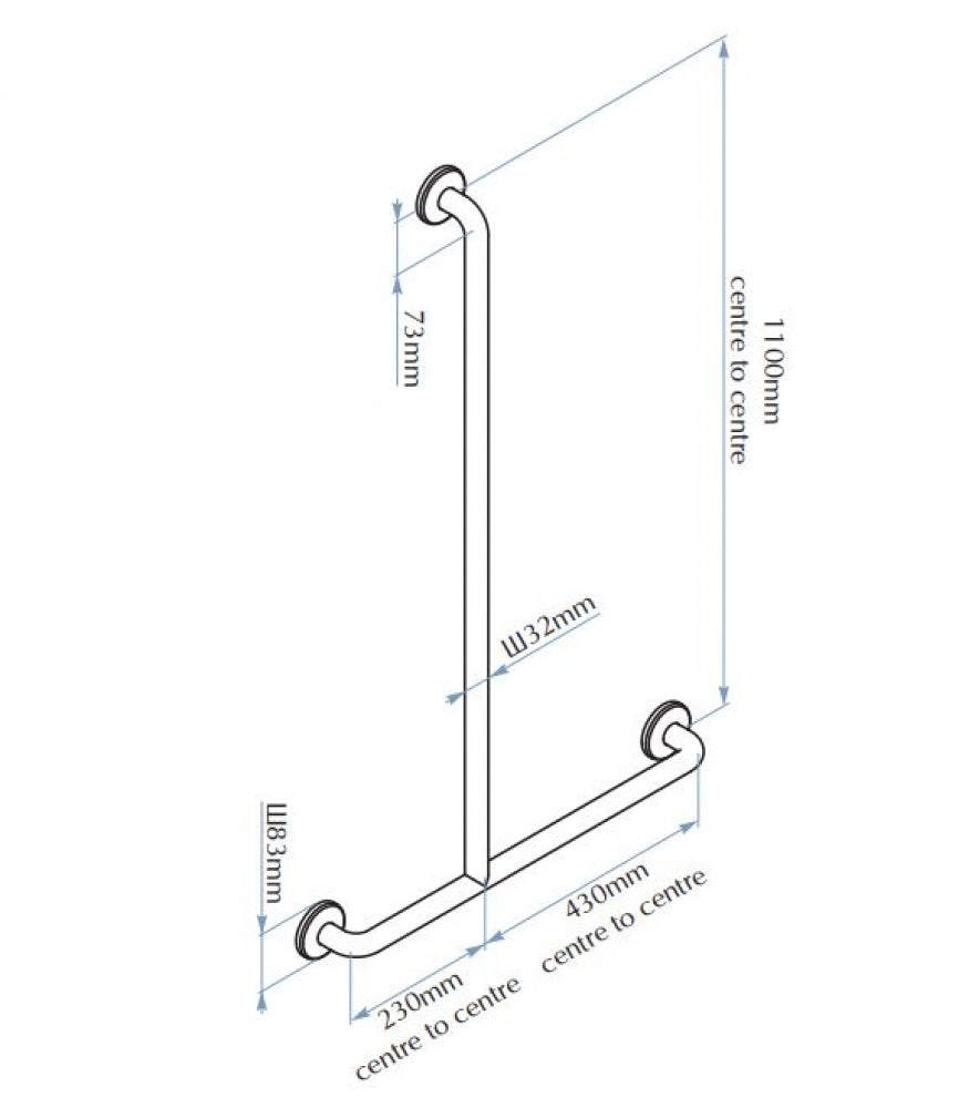 Bradley 832-MB Shower Grab Rail Left Hand