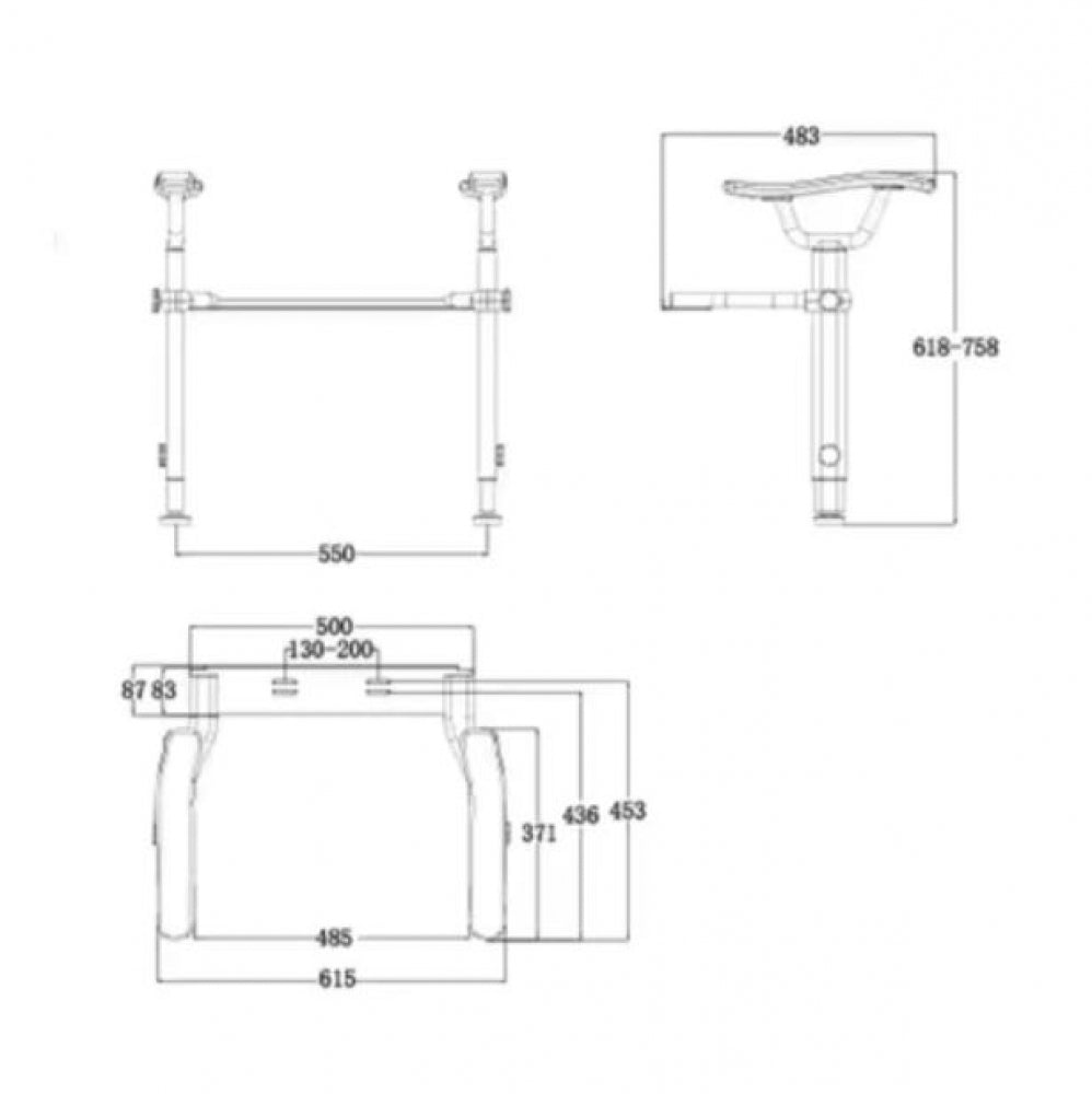 Avail Designs S02SAW Toilet Support Arm with Legs Retrofit Set