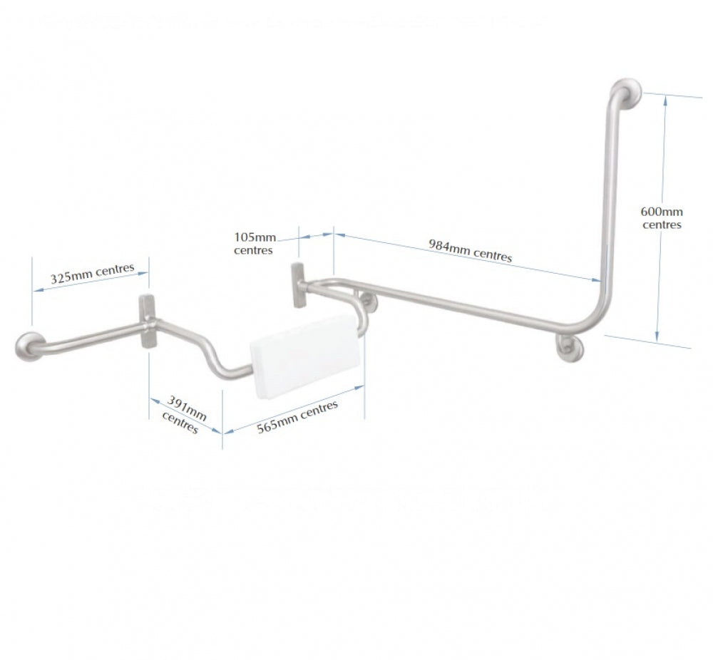 Bradley 8915 Combo Grab Rail with Backrest