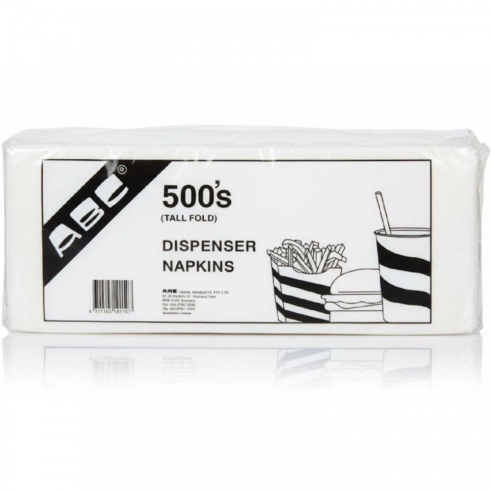 ABC Tall Fold 1 Ply Serviettes