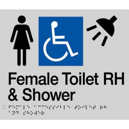 BEST BUY FDTSRH Female Accessible Toilet Right Hand and Shower Sign Braille