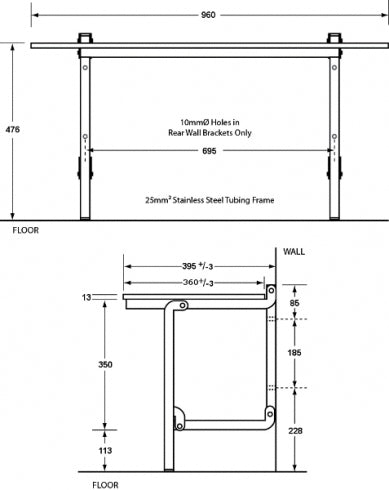 Metlam Disabled ML995 Folding Shower Stainless Steel Framing