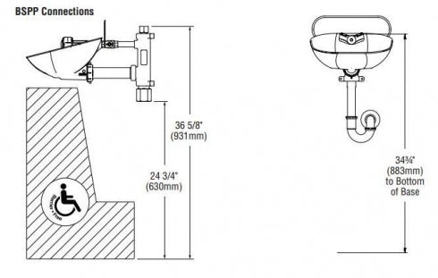Bradley Halo Eye Wash Station Wall Mount