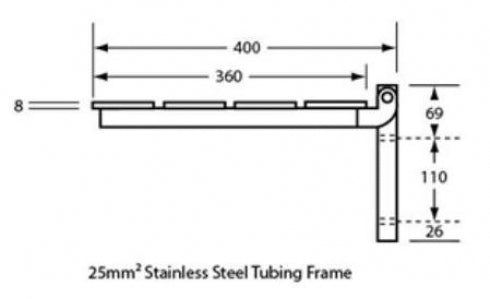 Metlam Disabled ML991 Folding Shower Seat Stainless Steel Frame