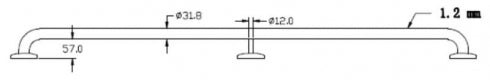 JD MACDONALD GermShield JDM-GFS-8 Toilet Grab Rail 40 Degree 840 x 700mm