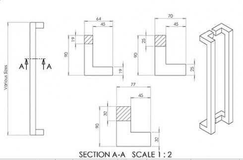 Madinoz Entry Door Handle B8050 Back-To-Back Offset Square Pair