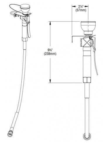 Bradley Emergency Laboratory Spray Eyewash Hand-Held Hose Wall Mounted