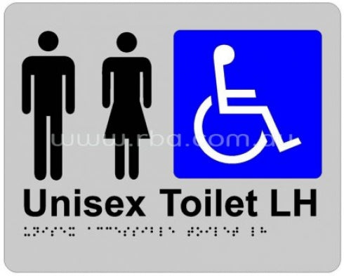 RBA Stainless Braille Sign RBA4330 Unisex Disabled Toilet Left Hand