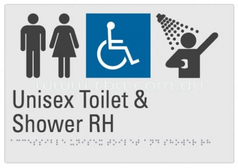 RBA Budget Braille Sign RBA4330 Unisex Toilet and Shower RH