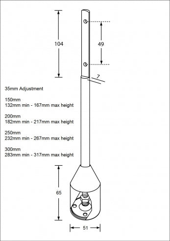 Metlam Partition 110 Pedestal Leg Rebated Shaft Foot Assembly