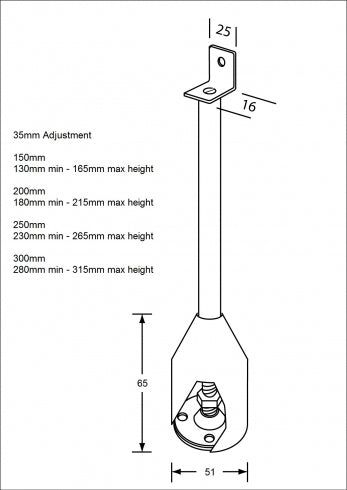Metlam Partition 112 Pedestal Leg Single Fix Foot Assembly