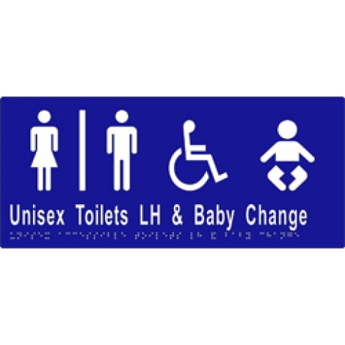 Metlam ML16283 Braille Sign Unisex Accessible Toilets Divided LH and Baby Change