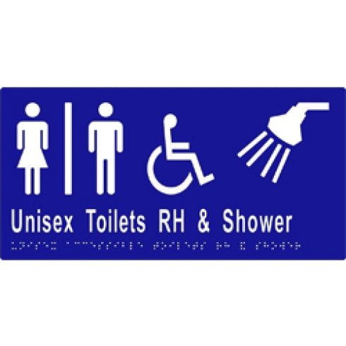 Metlam ML16296 Braille Sign Unisex Accessible Toilets Divided RH and Shower