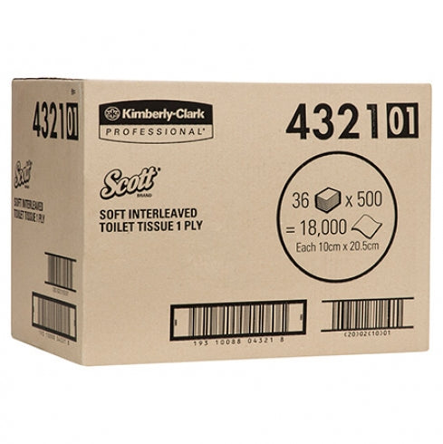Scott 4321 Soft Interleaved Toilet Tissue Paper 500 Sheets Bulk Buy