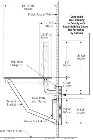 BOBRICK B5192 Folding Shower Dressing Seat