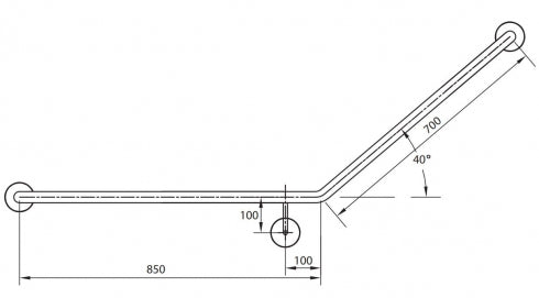 RBA Toilet Grab Rail Set 40 Degree 850 x 700mm