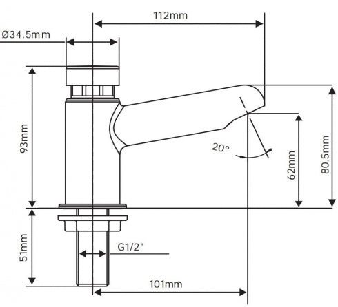 RBA Alpha RBA1043 Self Closing Tap 6 Star