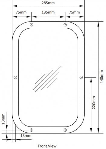 RBA Security RBA8117 Mirror with Integral Frame Front Fixed